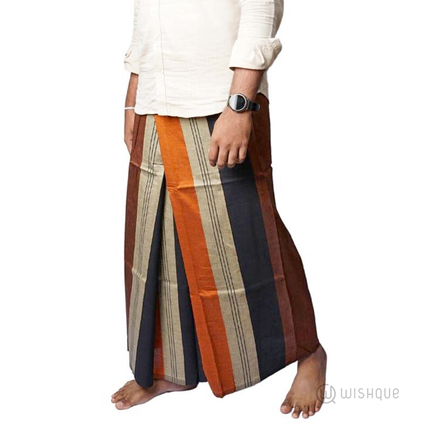 Orange & Brown Avurudu Handloom Sarong
