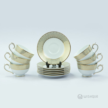 Jewel Cream 12 Pcs Tea Set