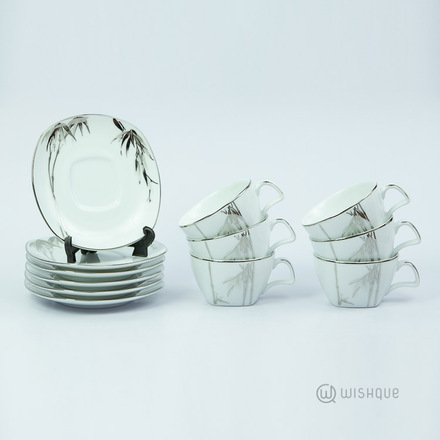 Bamboo Silver 12 Pcs Tea Set