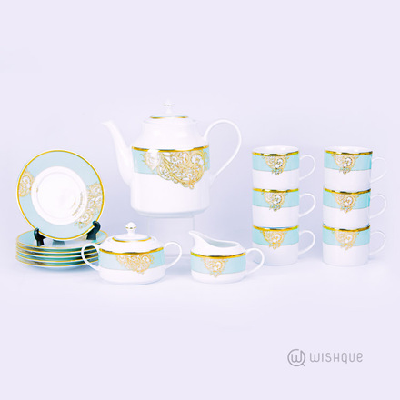 Esmeralda Green 17 Pcs Tea Set