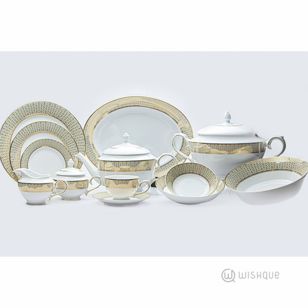 Jewel Cream 93 Pcs Dinner Set