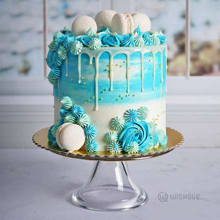 Blue Shades Buttercream Macaron Cake