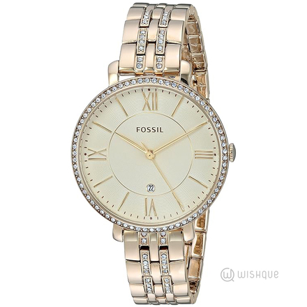 Fossil Jacqueline Women's Gold Dial Stainless Steel Band Watch  ES3547