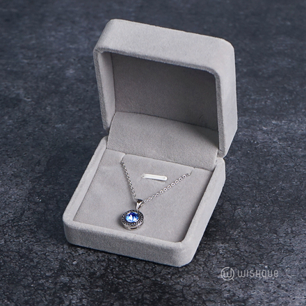 Blue Crystal Pendant With Cloe Crystals White-Gold Plated