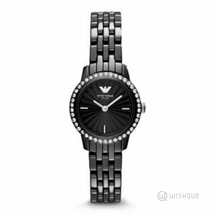 Emporio Armani Black Ceramic Ladies Watch AR1480