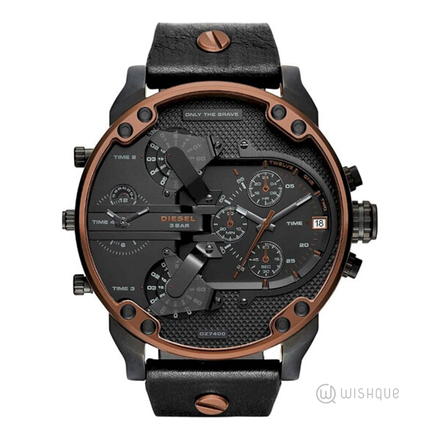 Diesel Mr Daddy Quartz Stainless Steel Leather Chronograph Watch Black DZ7400