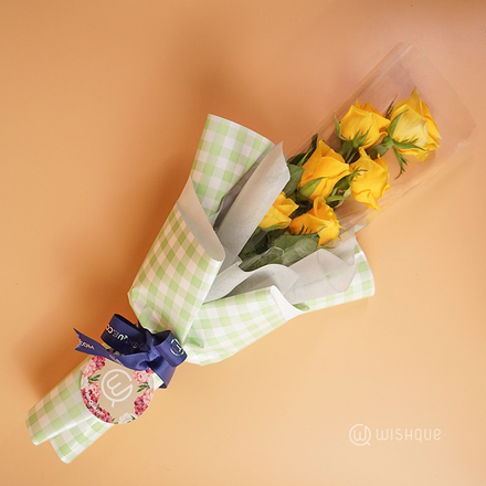 Yellow Mellow Fresh Roses Bouquet