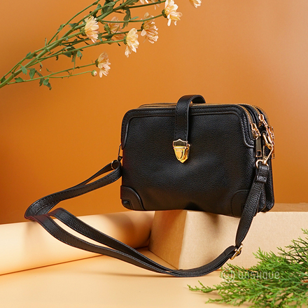 Multi-Compartment Black Crossbody Bag On Sale
