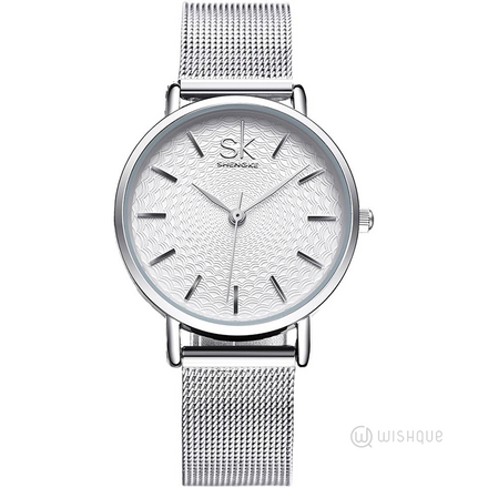 SK SHENGKE Simplicity Stylish Mesh Band Ladies Watch - K0006L04