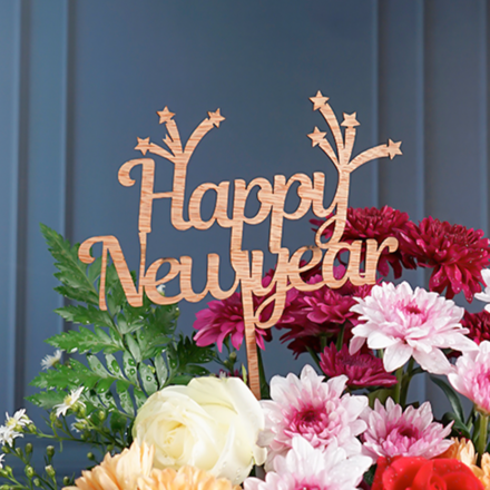 Happy New Year Wooden Topper