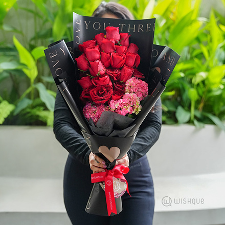 Midnight Blooms Red Rose Bouquet