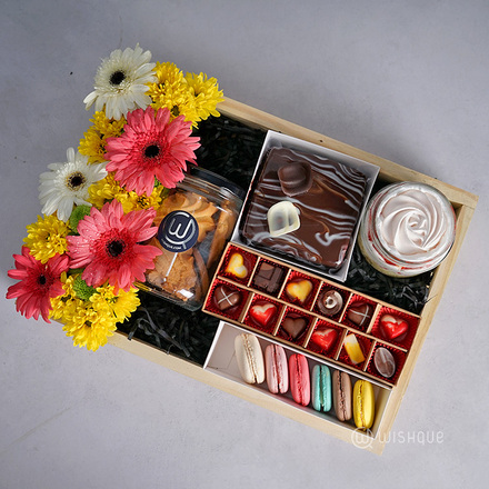Flowers For Golden Treats in a Platter