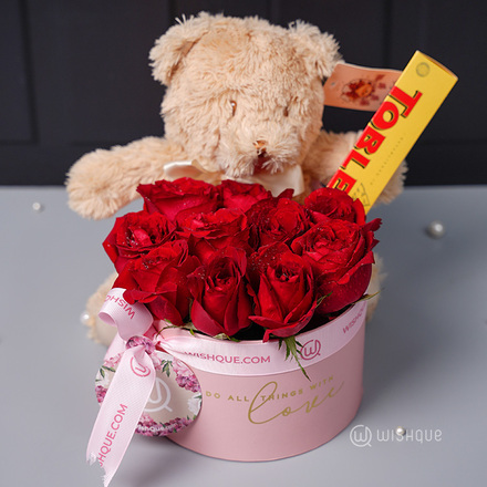 Heartfelt Hug Gift Basket Flower Arrangement