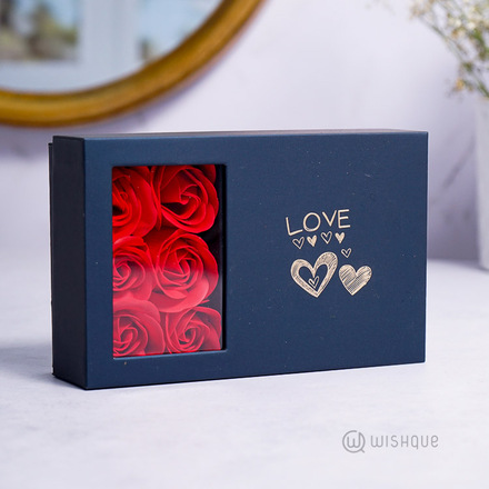 Artificial Rose Love Gift Box Dark Blue