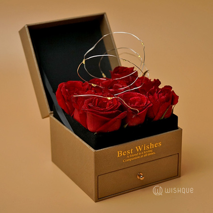 Fresh Rose Box With Drawer Arrangement