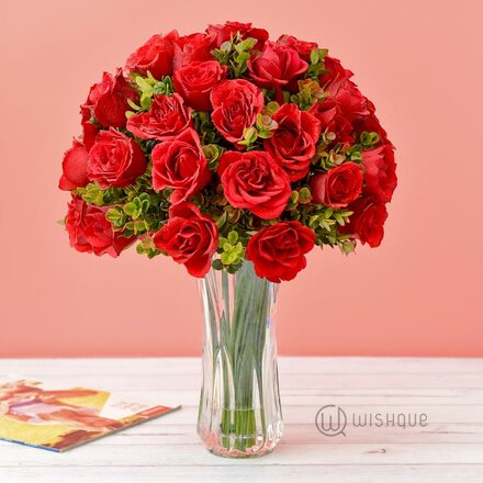 Hold Me Tight 50 Red Roses Vase Arrangement