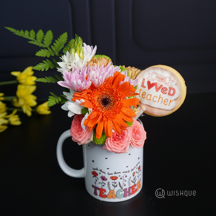 The Most Loved Teacher Fresh Flower Mug Arrangement Copy