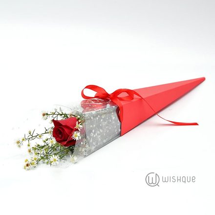 Single Fresh Red Rose in a Holder