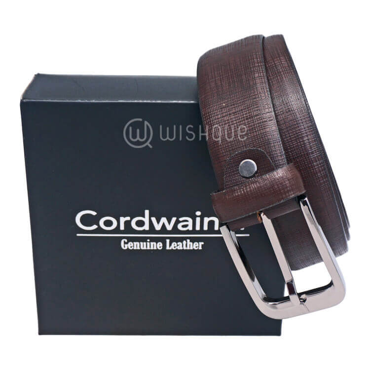 Checkers Brown Cordwainer Genuine Leather Men's Belt Wishque Sri