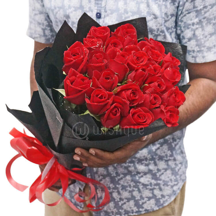 Bouquet of 25 Red Roses Wishque Sri Lanka's Premium Online Shop
