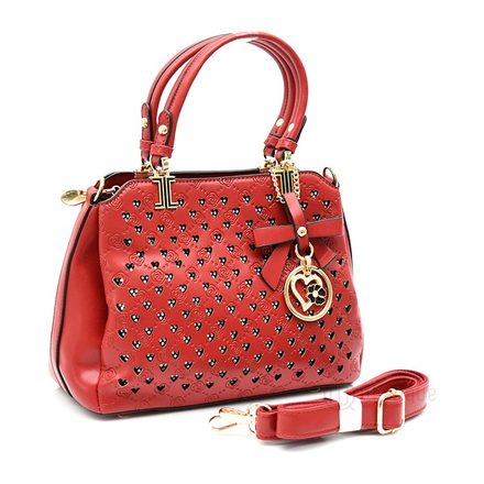 Floral Red Leather Stones Handbag Design 02