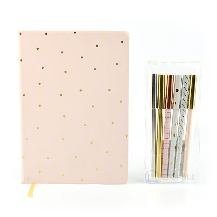 Stylish Stationery Set In Gold and Blush Wishque Sri Lanka's