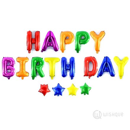 HAPPY BIRTHDAY Multi Color Letters Balloon Pack