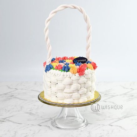 Basket Of Tulips Ribbon Cake
