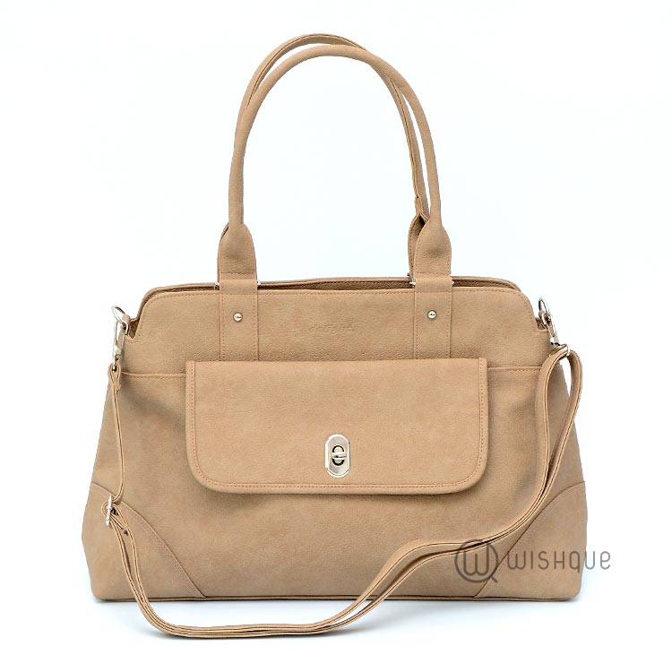 Beige TurnlockPocket Shoulder Bag Wishque Sri Lanka's Premium