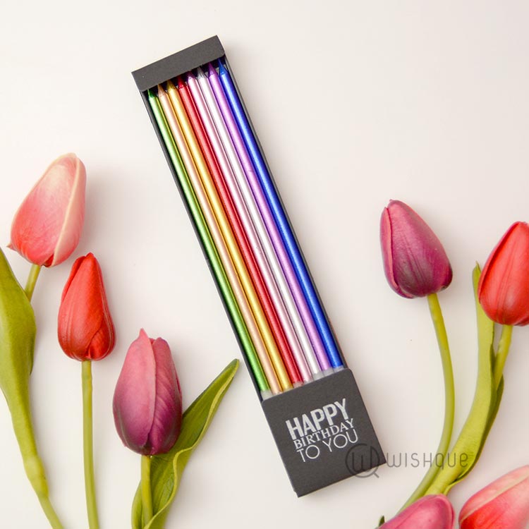 Birthday Metallic Pencil Candles 8 Pcs Box Wishque Sri Lanka's