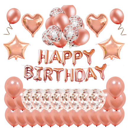 Rose Gold Theme Birthday Party Decoration Set