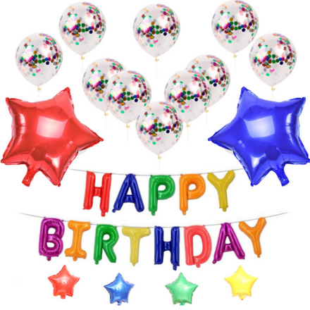 Happy Birthday Multi Colour Party Pack