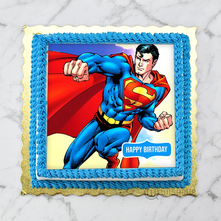 Superman Edible Print Cake 1Kg WishQue Edible Print Cakes Wishque