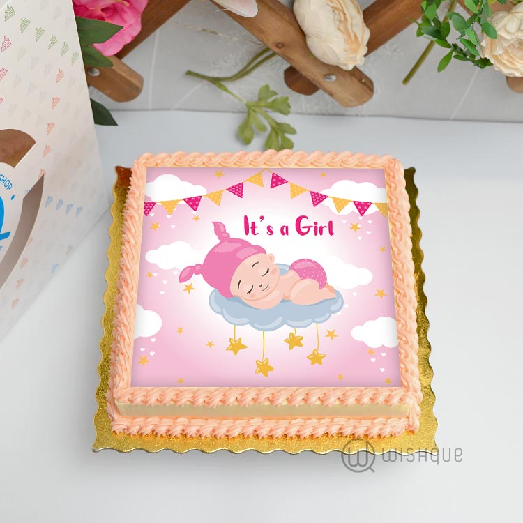 It's A Girl Edible Print Cake 1Kg 