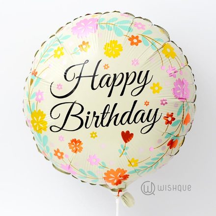 Happy Birthday Floral Foil Balloon