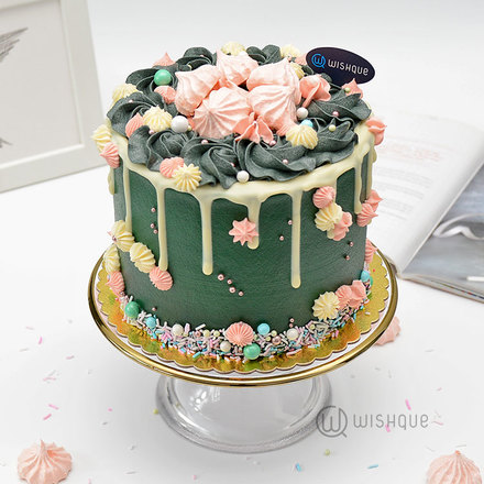 Bubbly White Chocolate Drip Ribbon Cake