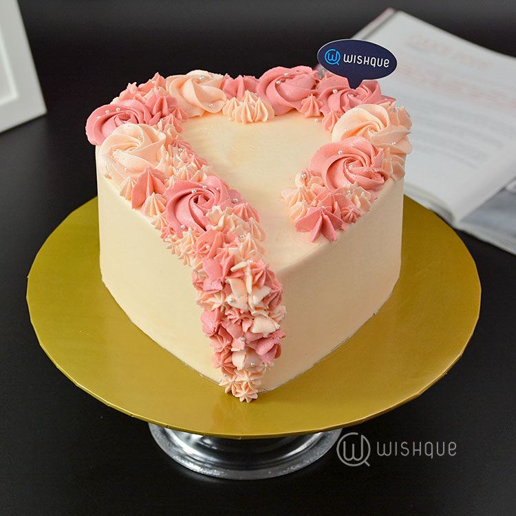 Blossom In Heart Buttercream Ribbon Cake Wishque Cakes Wishque
