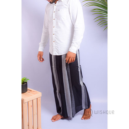 Black And Grey Stripes Handloom Sarong