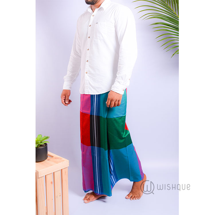 Multi Colored Handloom Sarong Design 2 Wishque Sri Lanka's Premium
