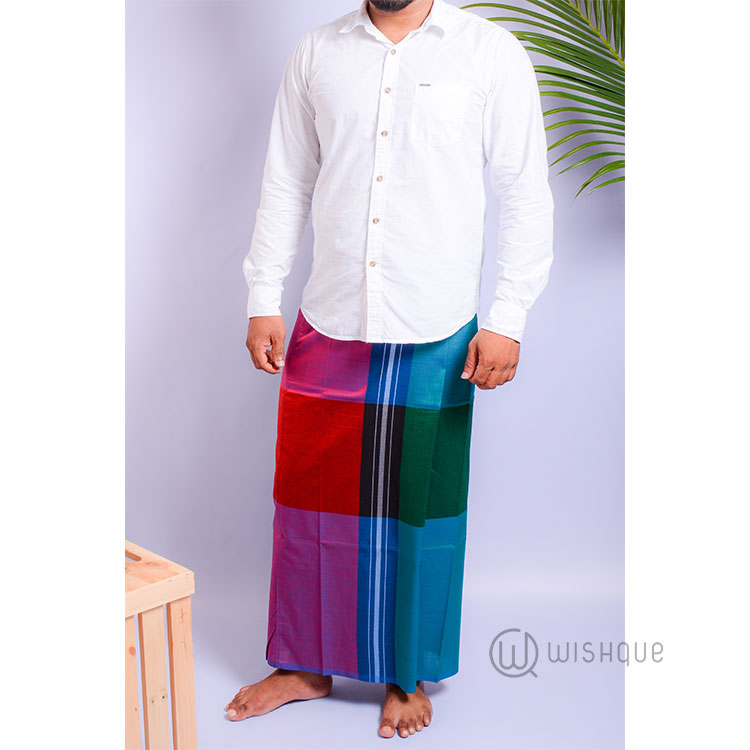 Multi Colored Handloom Sarong Design 2 Wishque Sri Lanka's Premium