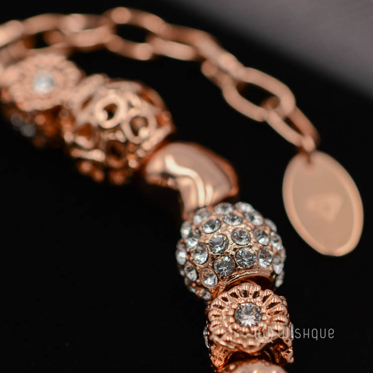 Heart Beads Bracelet With Swarovski Crystals Rose-Gold Plated