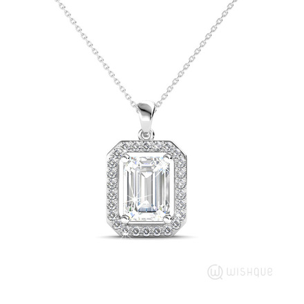 Angelic Rectangular Pendant  With Swarovski Crystals White-Gold Plated