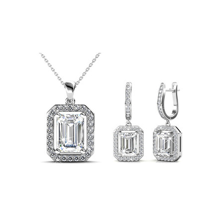 Angelic Pendant And Earrings Set  With Cloe Crystals White-Gold Plated