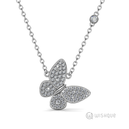 Butterfly Pendant With Cloe Crystals White-Gold Plated