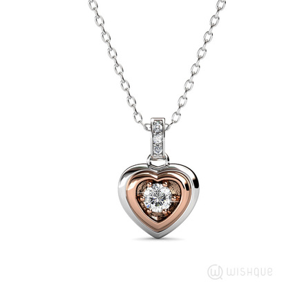 Eternal Heart Pendant With Swarovski Crystals White Gold And Rose Gold Plated
