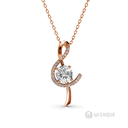 Musical Stone Pendant With Cloe Crystals Rose-Gold Plated