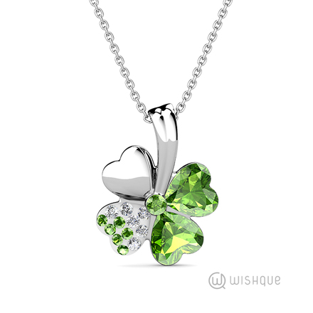 Hydrangea Pendant With Cloe Green Crystals White-Gold Plated