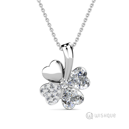Hydrangea Pendant With Cloe Crystals White-Gold Plated