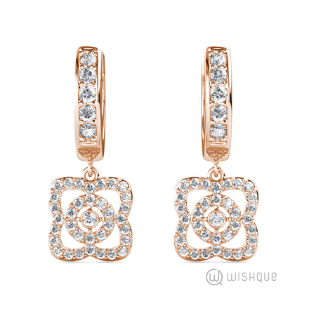 Floral Hoop Earrings With Cloe Crystals Rose-Gold Plated