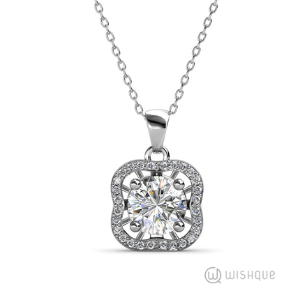 Royal Pledge Pendant With Swarovski Crystals White-Gold Plated